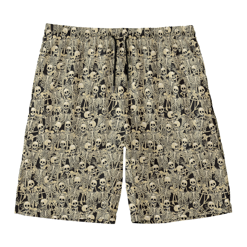 Scary Skeleton Pattern Print Men's Swim Trunks
