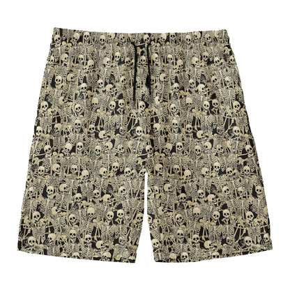 Scary Skeleton Pattern Print Men's Swim Trunks