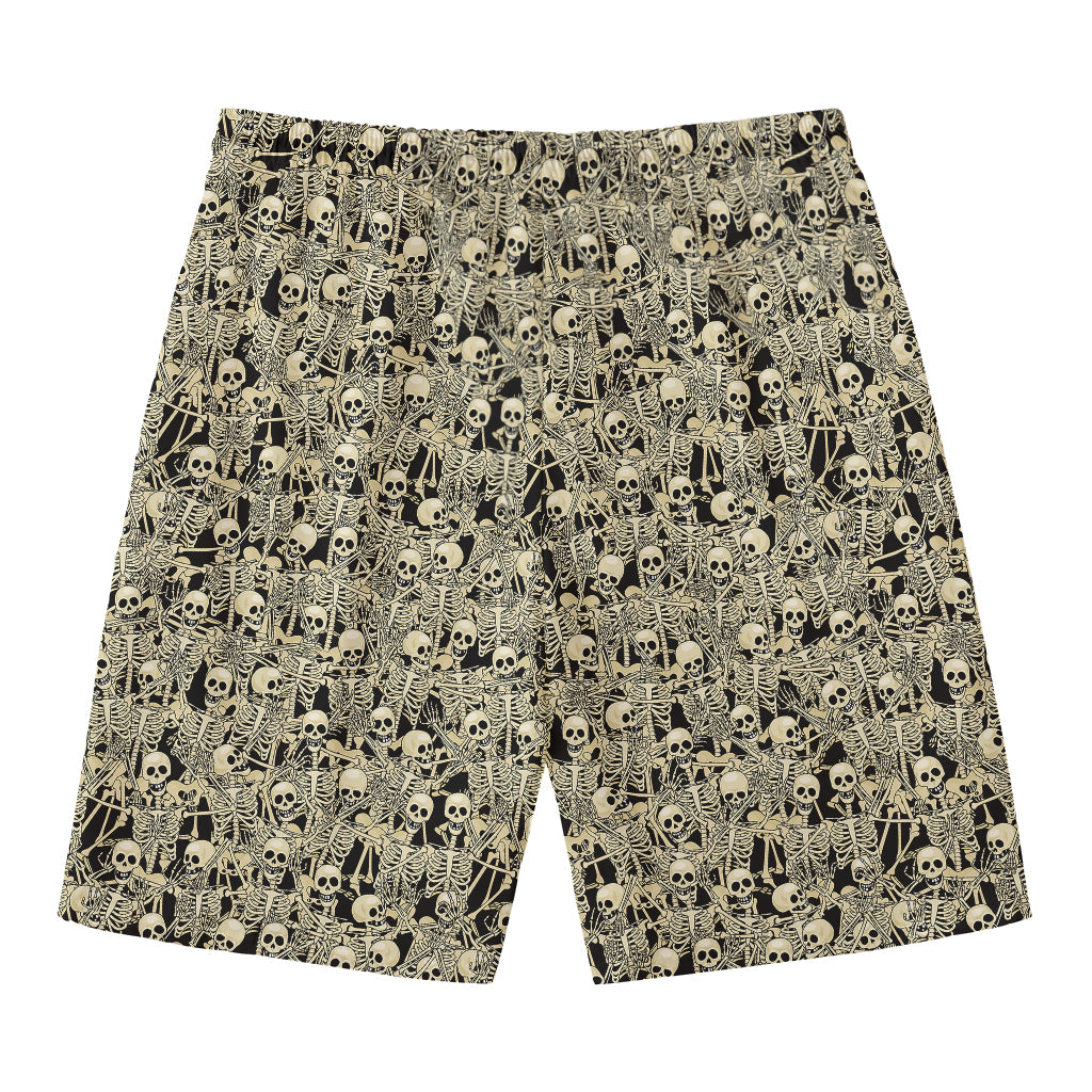 Scary Skeleton Pattern Print Men's Swim Trunks