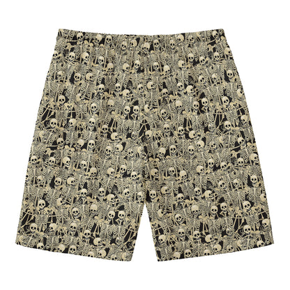 Scary Skeleton Pattern Print Men's Swim Trunks