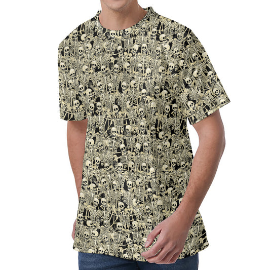 Scary Skeleton Pattern Print Men's Velvet T-Shirt
