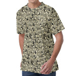 Scary Skeleton Pattern Print Men's Velvet T-Shirt