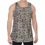 Scary Skeleton Pattern Print Men's Velvet Tank Top