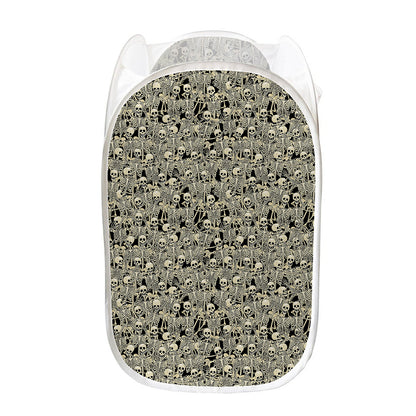 Scary Skeleton Pattern Print Mesh Laundry Hamper