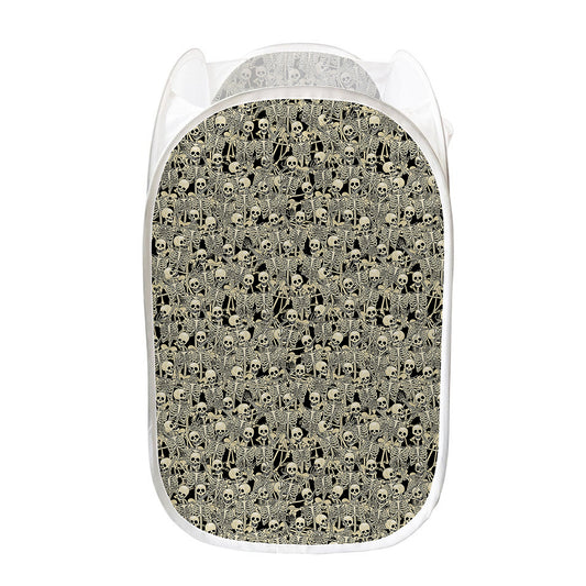 Scary Skeleton Pattern Print Mesh Laundry Hamper