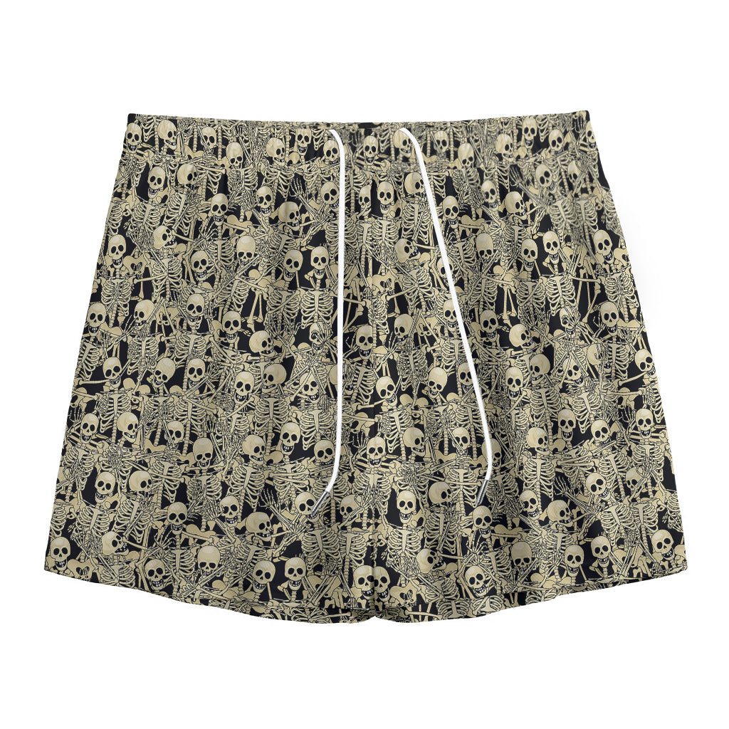 Scary Skeleton Pattern Print Mesh Shorts