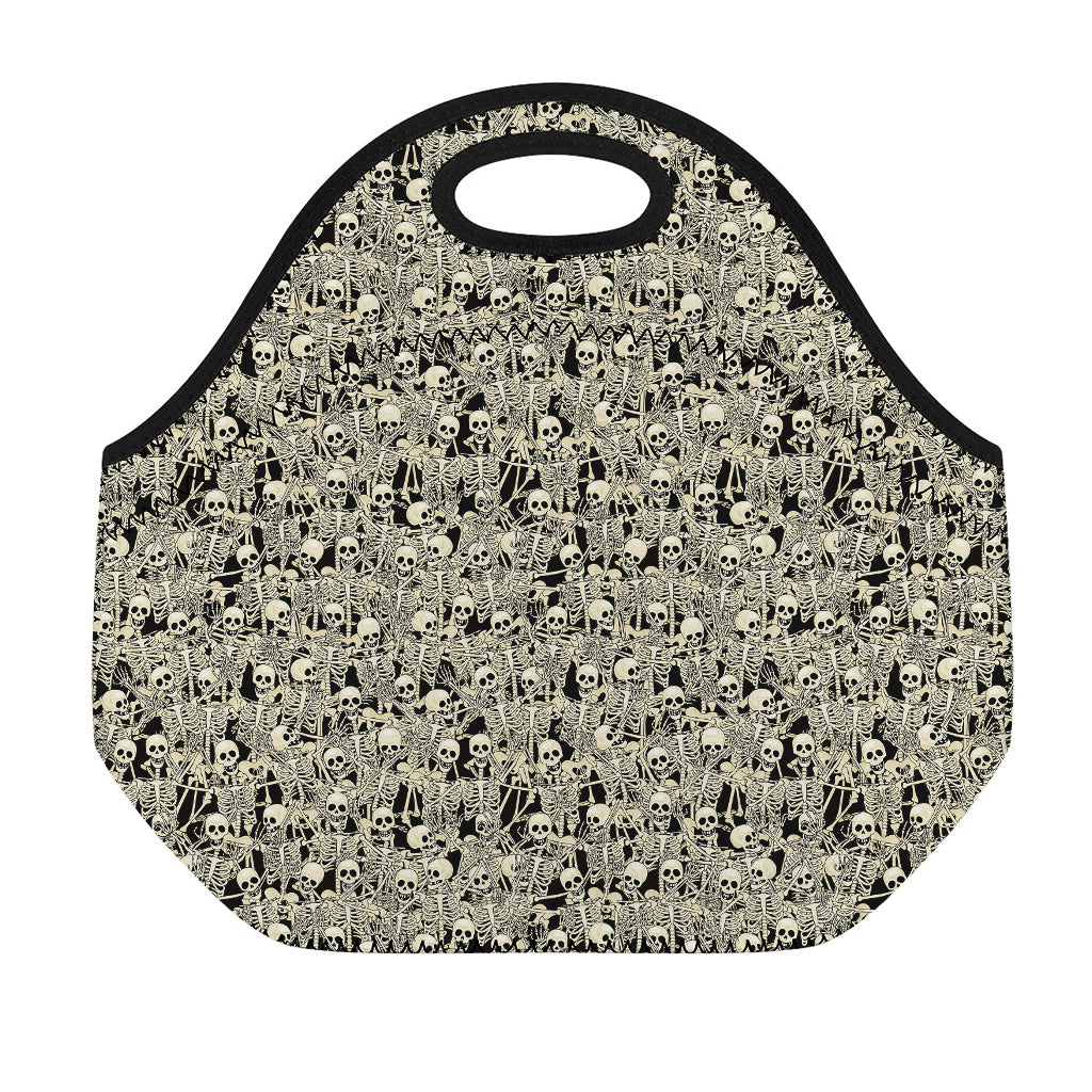 Scary Skeleton Pattern Print Neoprene Lunch Bag
