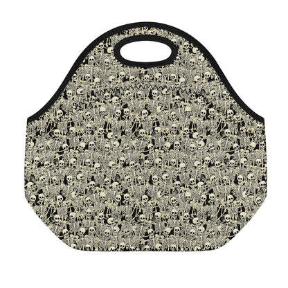 Scary Skeleton Pattern Print Neoprene Lunch Bag