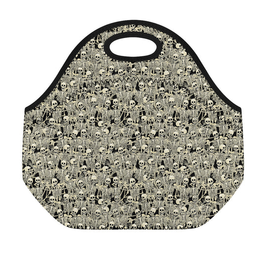 Scary Skeleton Pattern Print Neoprene Lunch Bag