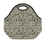 Scary Skeleton Pattern Print Neoprene Lunch Bag