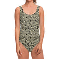 Scary Skeleton Pattern Print One Piece Swimsuit