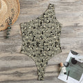 Scary Skeleton Pattern Print One Shoulder Bodysuit
