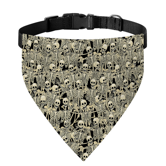 Scary Skeleton Pattern Print Over The Collar Dog Bandana