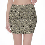 Scary Skeleton Pattern Print Pencil Mini Skirt