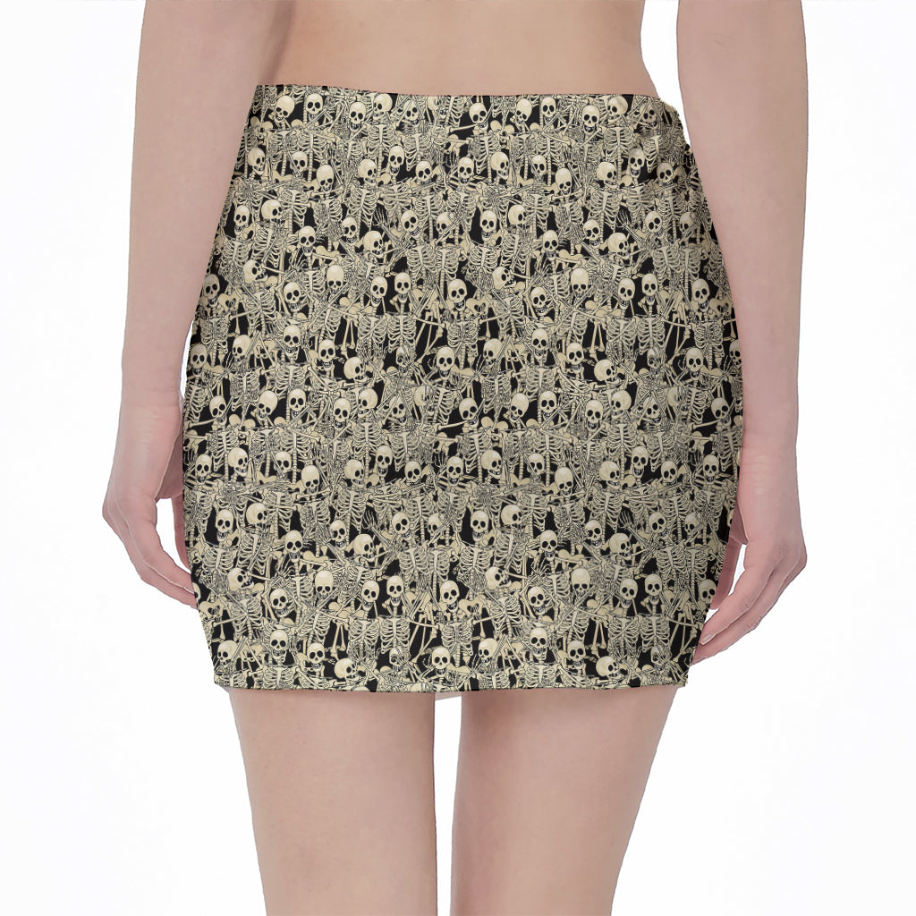Scary Skeleton Pattern Print Pencil Mini Skirt