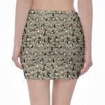 Scary Skeleton Pattern Print Pencil Mini Skirt