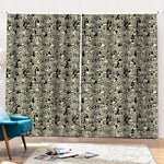 Scary Skeleton Pattern Print Pencil Pleat Curtains