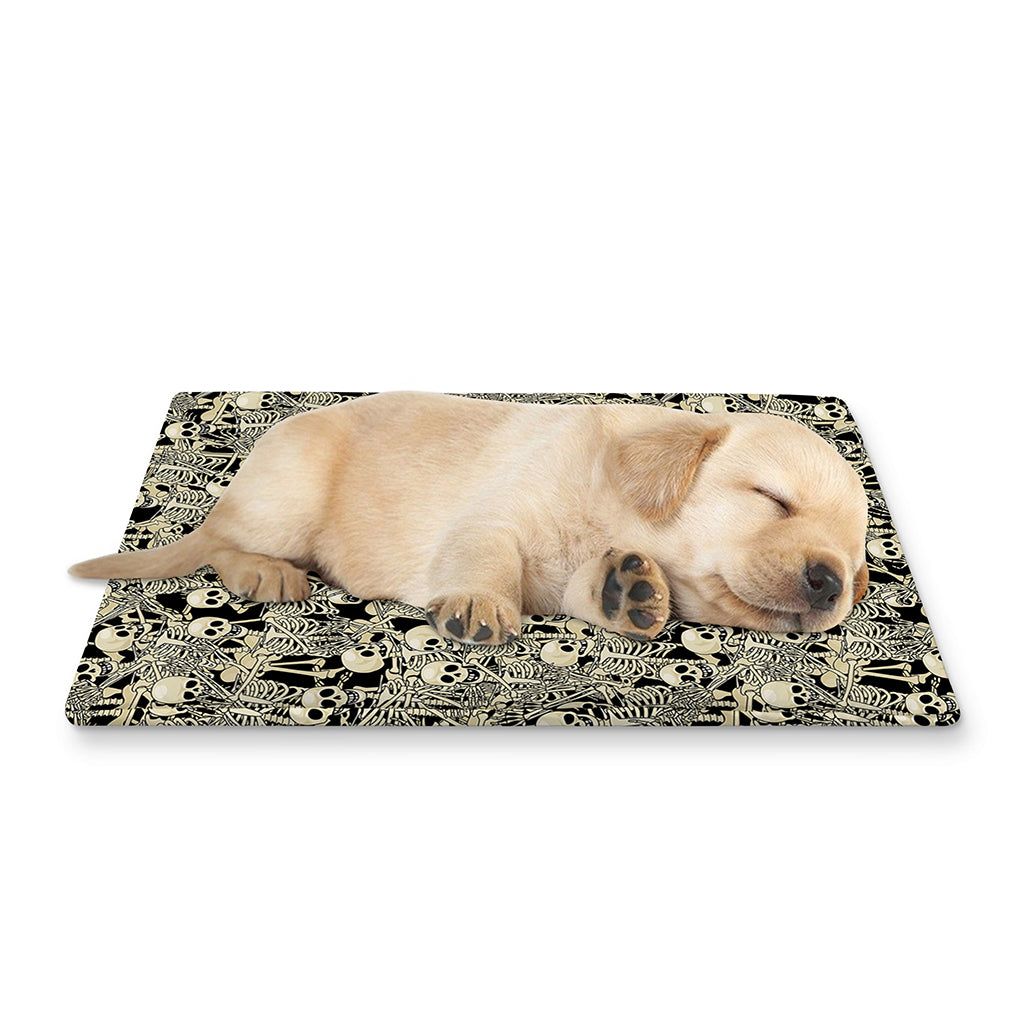 Scary Skeleton Pattern Print Pet Cooling Mat Cover