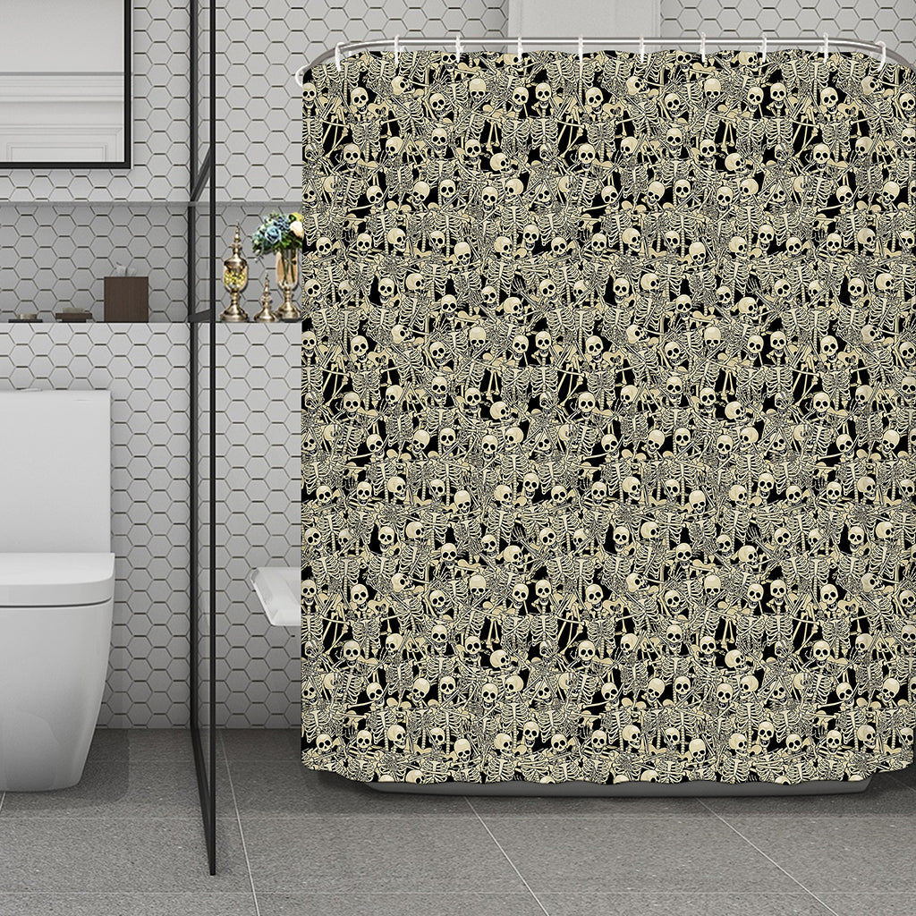 Scary Skeleton Pattern Print Polyester Shower Curtain