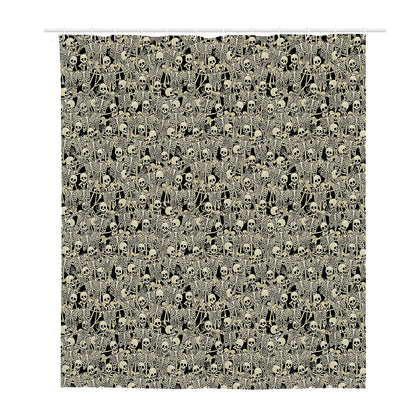 Scary Skeleton Pattern Print Polyester Shower Curtain