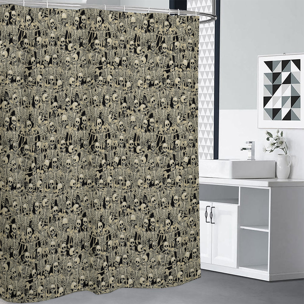 Scary Skeleton Pattern Print Premium Shower Curtain