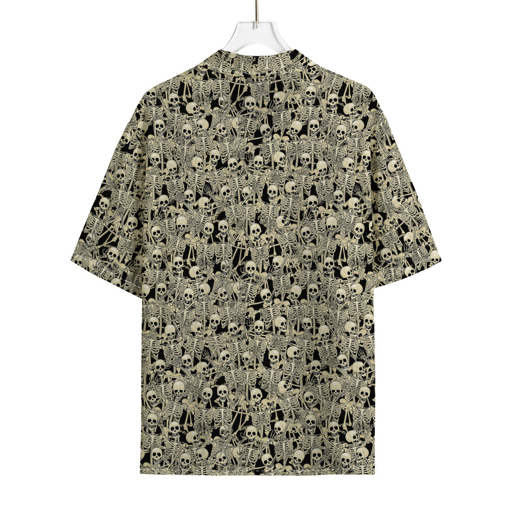 Scary Skeleton Pattern Print Rayon Hawaiian Shirt