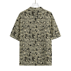 Scary Skeleton Pattern Print Rayon Hawaiian Shirt