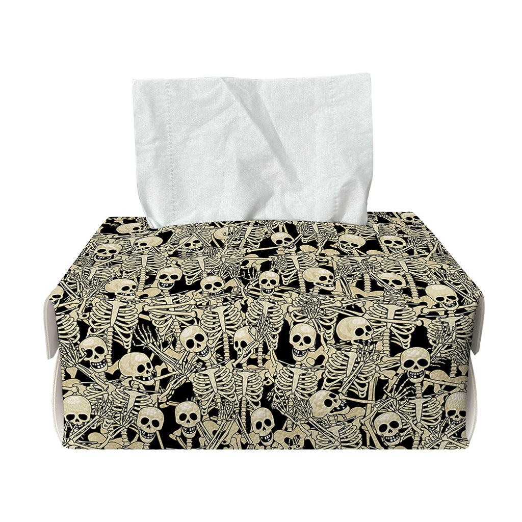 Scary Skeleton Pattern Print Rectangle Tissue Box Cover