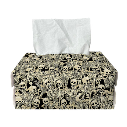 Scary Skeleton Pattern Print Rectangle Tissue Box Cover