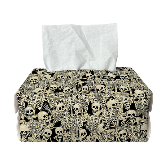 Scary Skeleton Pattern Print Rectangle Tissue Box Cover