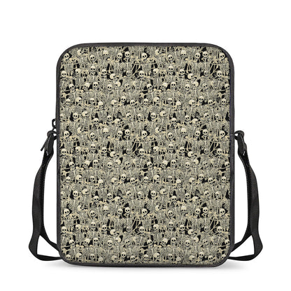 Scary Skeleton Pattern Print Rectangular Crossbody Bag
