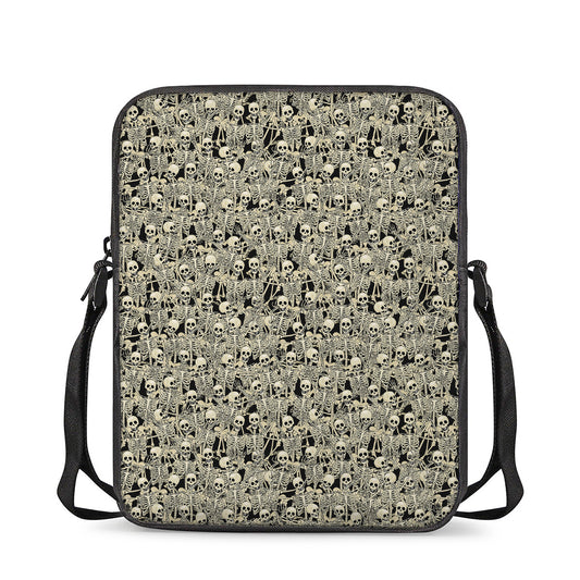 Scary Skeleton Pattern Print Rectangular Crossbody Bag