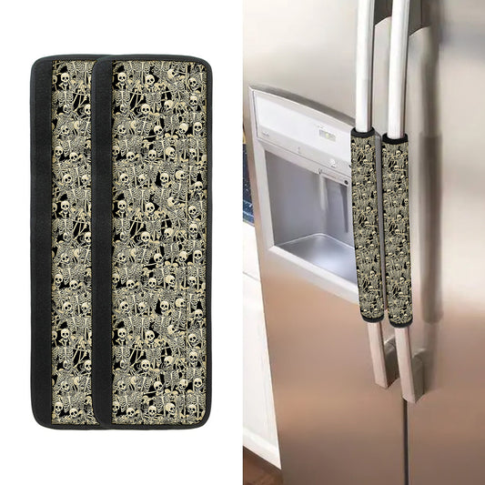 Scary Skeleton Pattern Print Refrigerator Handle Covers