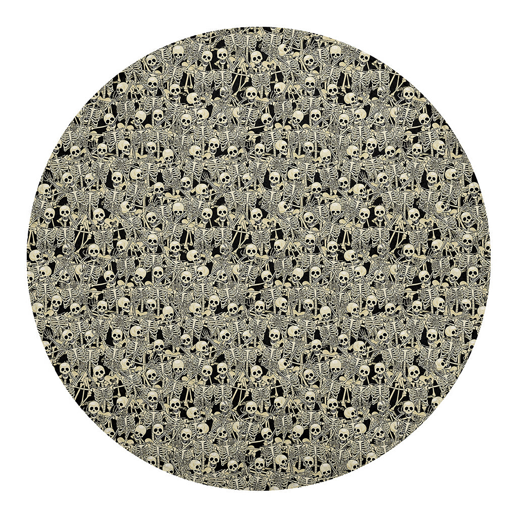 Scary Skeleton Pattern Print Round Blanket