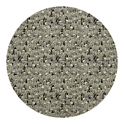 Scary Skeleton Pattern Print Round Blanket