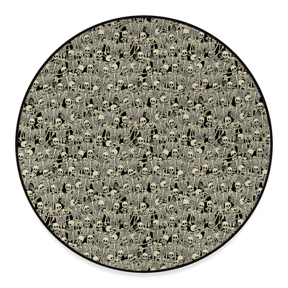 Scary Skeleton Pattern Print Round Floor Mat