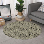 Scary Skeleton Pattern Print Round Rug