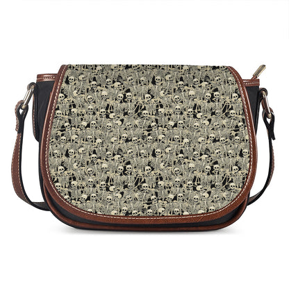 Scary Skeleton Pattern Print Saddle Bag