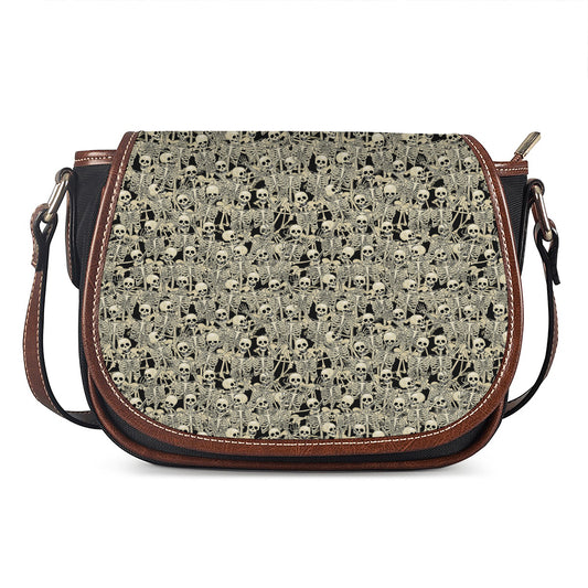 Scary Skeleton Pattern Print Saddle Bag