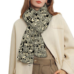 Scary Skeleton Pattern Print Scarf