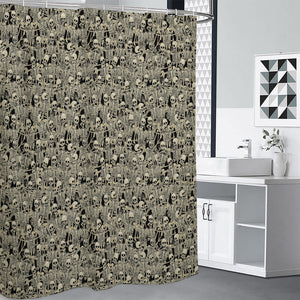 Scary Skeleton Pattern Print Shower Curtain