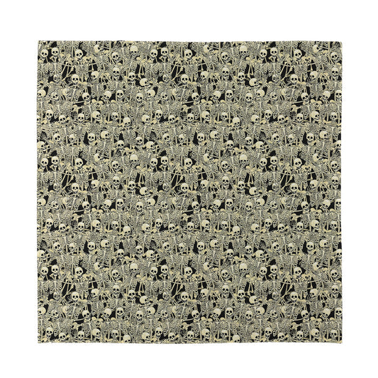 Scary Skeleton Pattern Print Silk Bandana