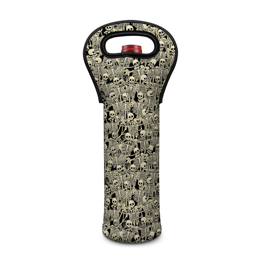 Scary Skeleton Pattern Print Single Neoprene Wine Tote