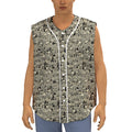 Scary Skeleton Pattern Print Sleeveless Baseball Jersey