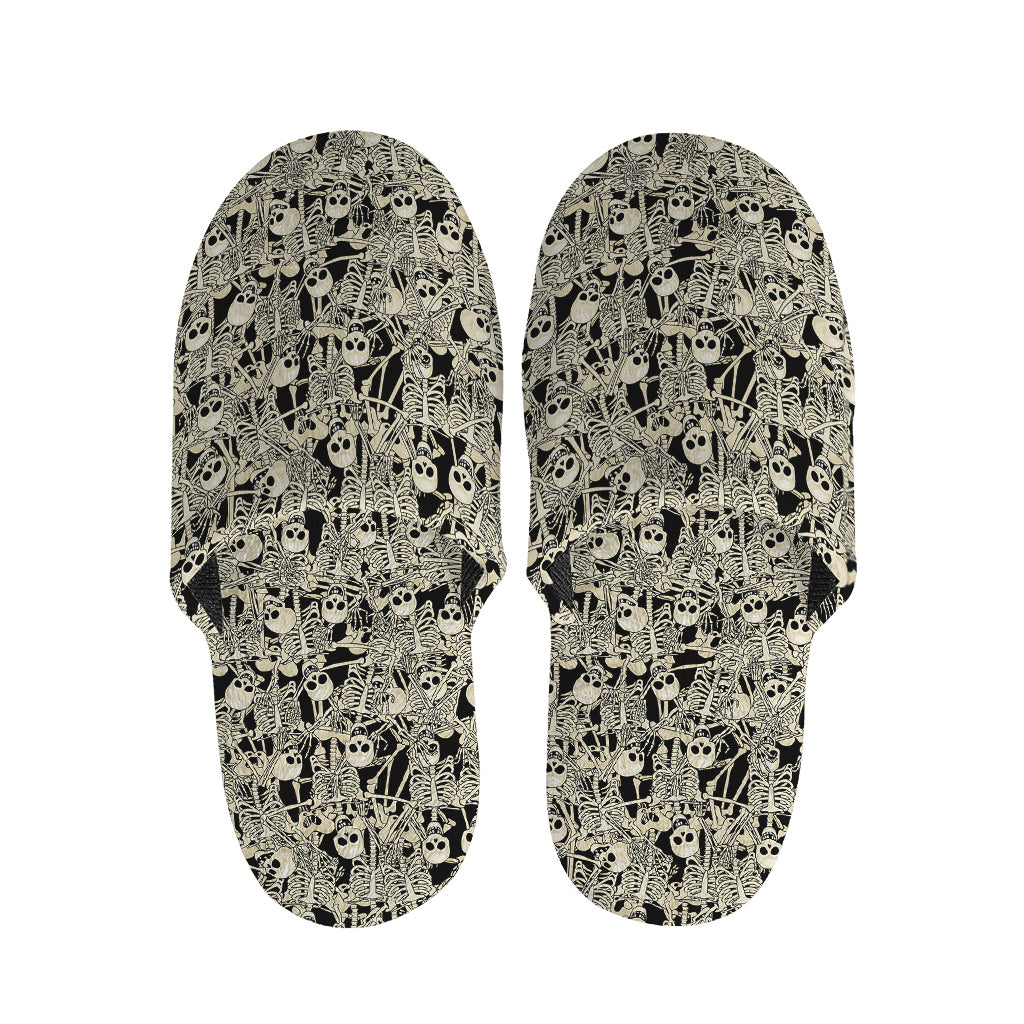 Scary Skeleton Pattern Print Slippers