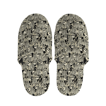 Scary Skeleton Pattern Print Slippers