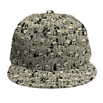 Scary Skeleton Pattern Print Snapback Cap