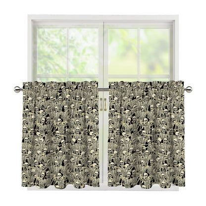 Scary Skeleton Pattern Print Tier Curtains