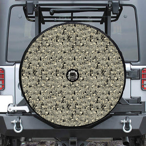 Scary Skeleton Pattern Print Tire Cover With Camera Hole