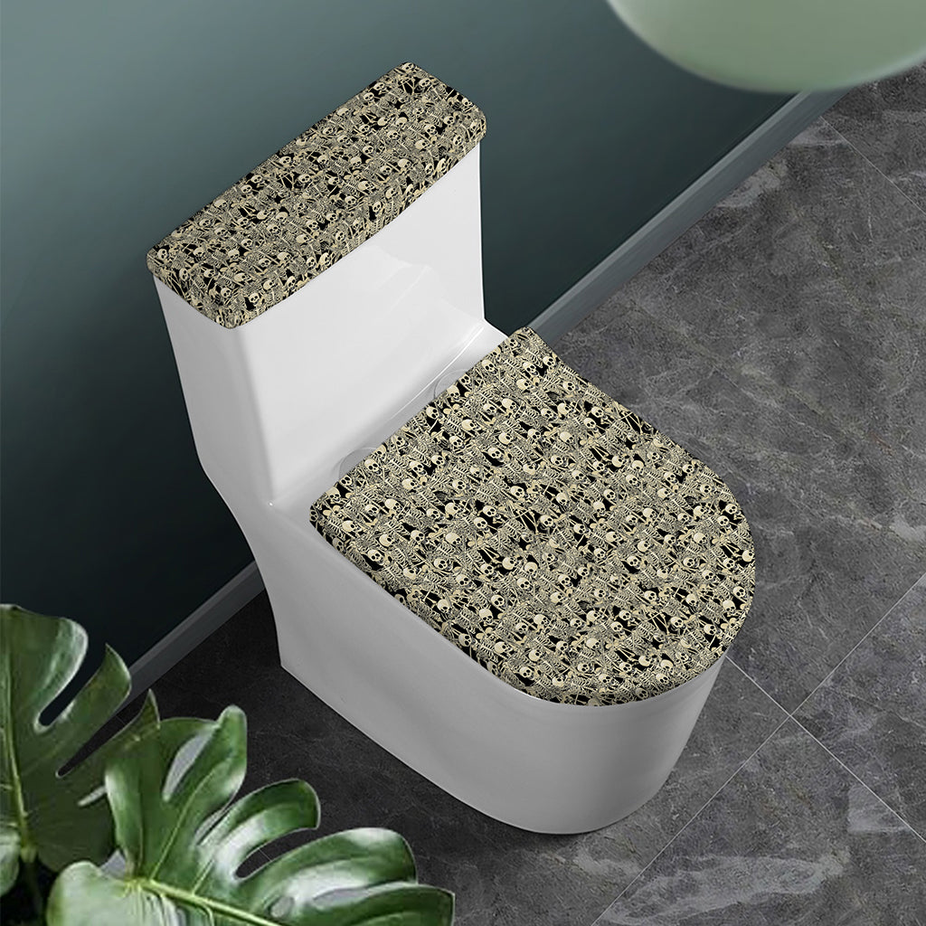 Scary Skeleton Pattern Print Toilet Lid And Tank Cover Set